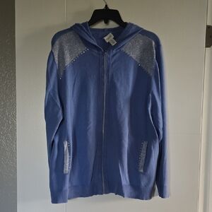 Chico's Zenergy Light Blue Jacket with Silver Details